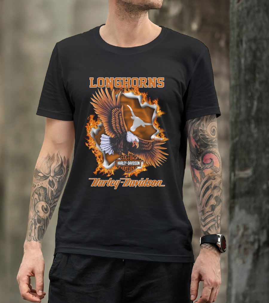 Longhorns Harley Davidson Ncaa Texas Longhorns Eagle T-Shirt