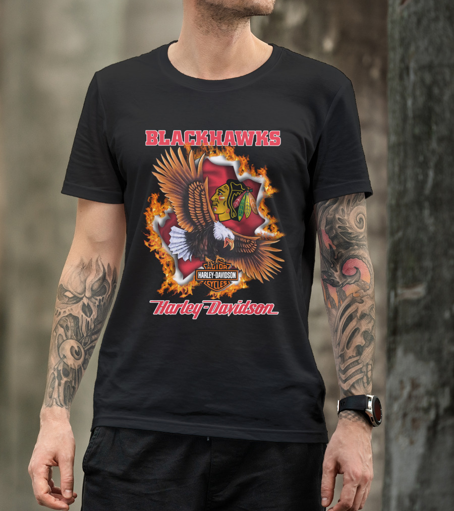 Blackhawks Harley Davidson Cycles Eagle T-Shirt