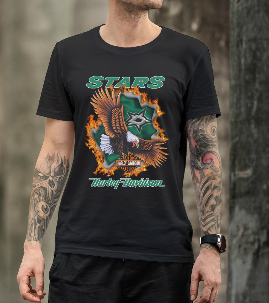 Hd.nhl.1204 Dallas Stars Harley Davidson Cycles Stars T-Shirt