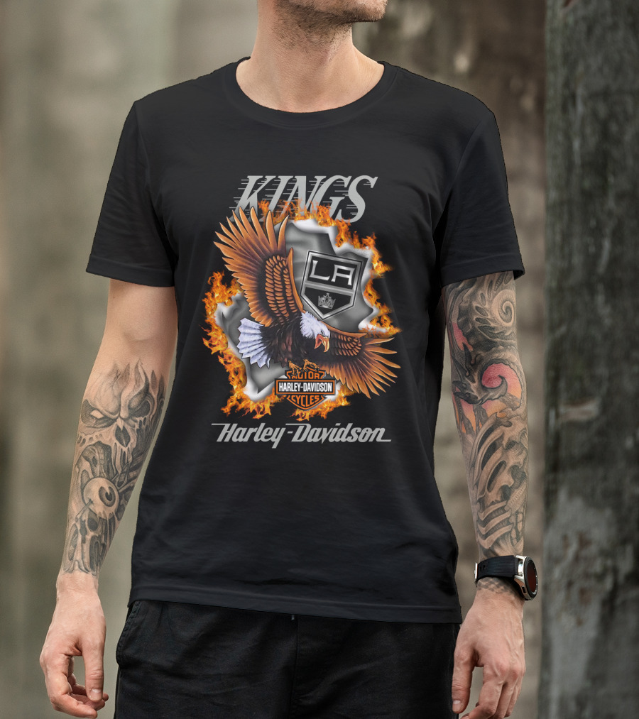 Harley Davidson Los Angeles Kings Nhl Eagle Flame T-Shirt