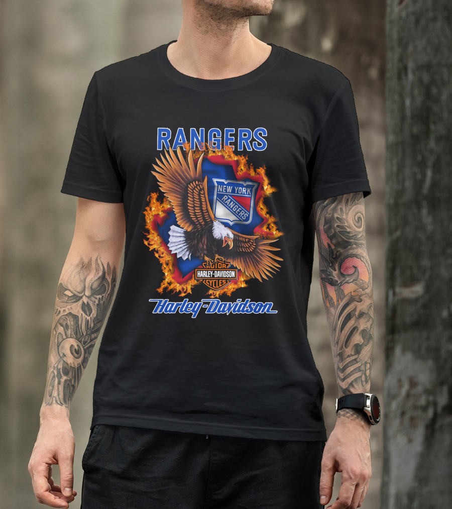 Rangers New York Rangers Harley Davidson Eagle T-Shirt