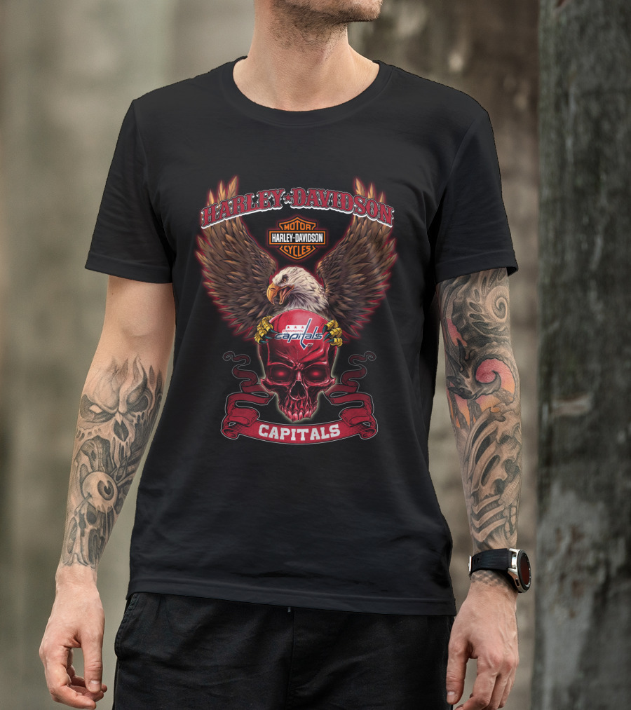 Harley Davidson Eagles Skull Washington Capitals T-Shirt