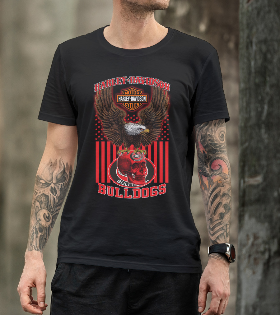 Harley Davidson Motor Cycles Bulldogs Georgia T-Shirt