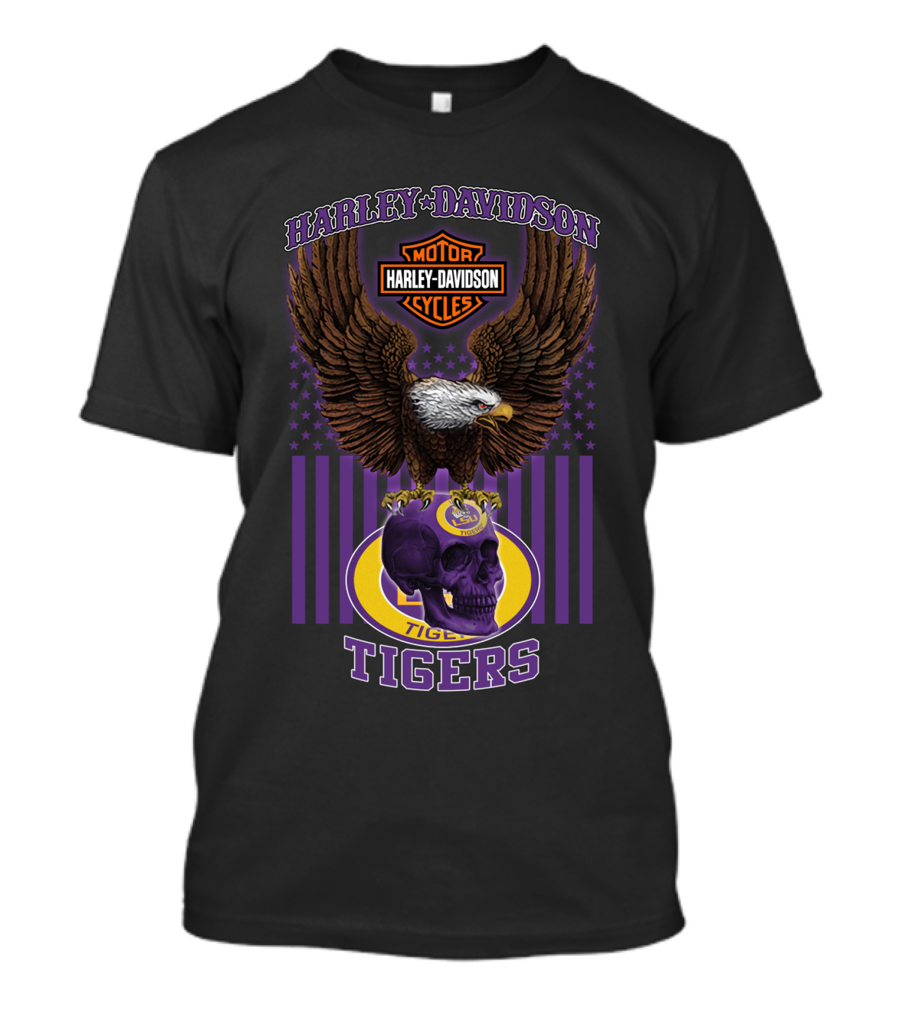 Harley Davidson Motor Cycles Eagle Lsu Tigers T-Shirt