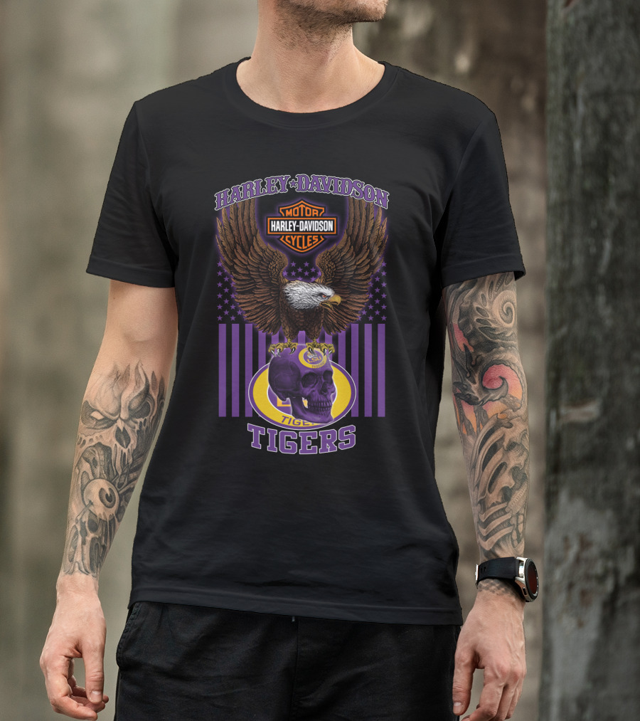 Harley Davidson Motor Cycles Eagle Lsu Tigers T-Shirt