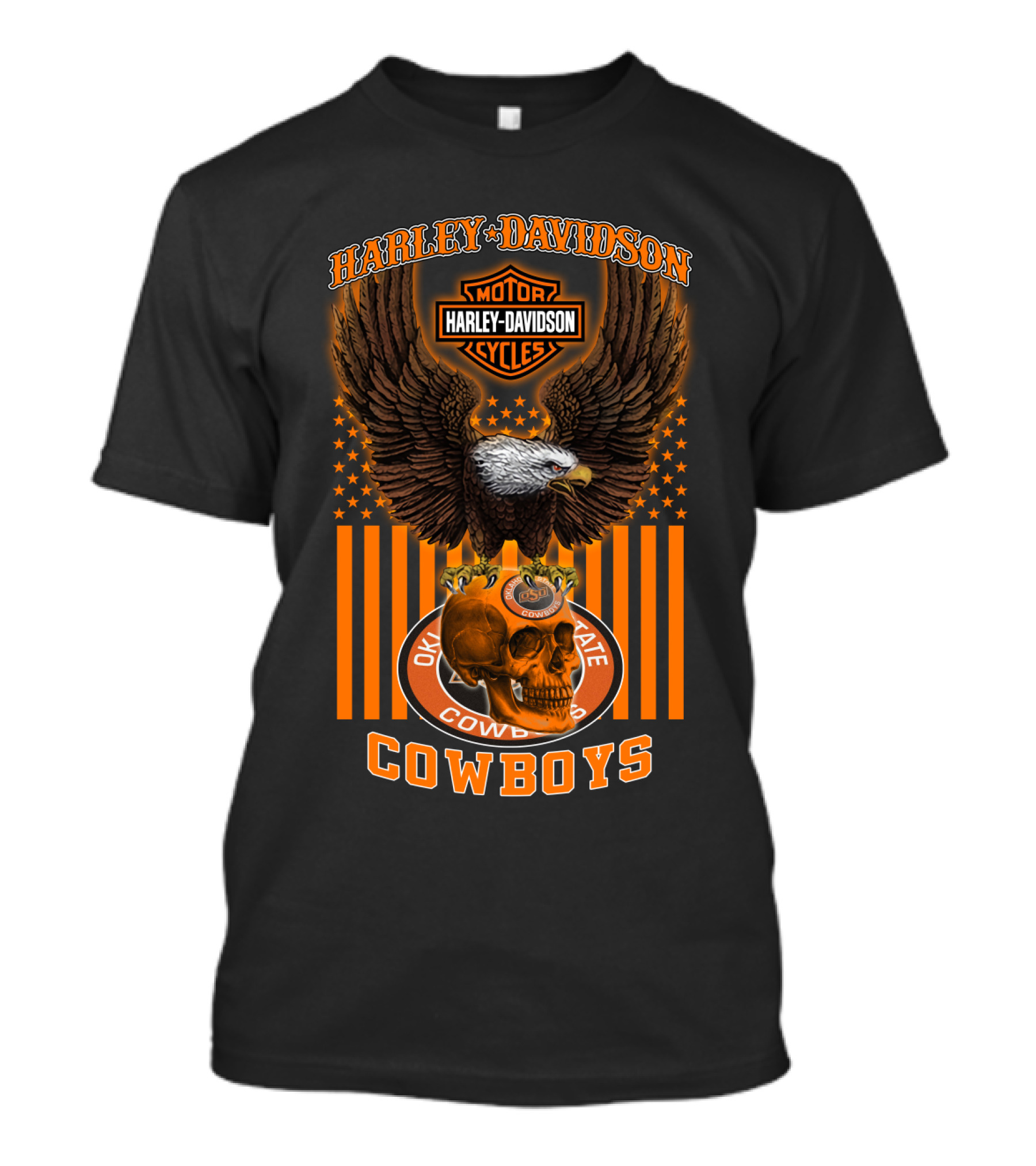 Harley Davidson Motorcycles Oklahoma State Cowboys Eagle Skull 04.21 T-Shirt