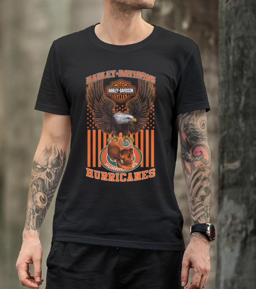 Harley Davidson Motor Cycles Eagle Miami Hurricanes T-Shirt