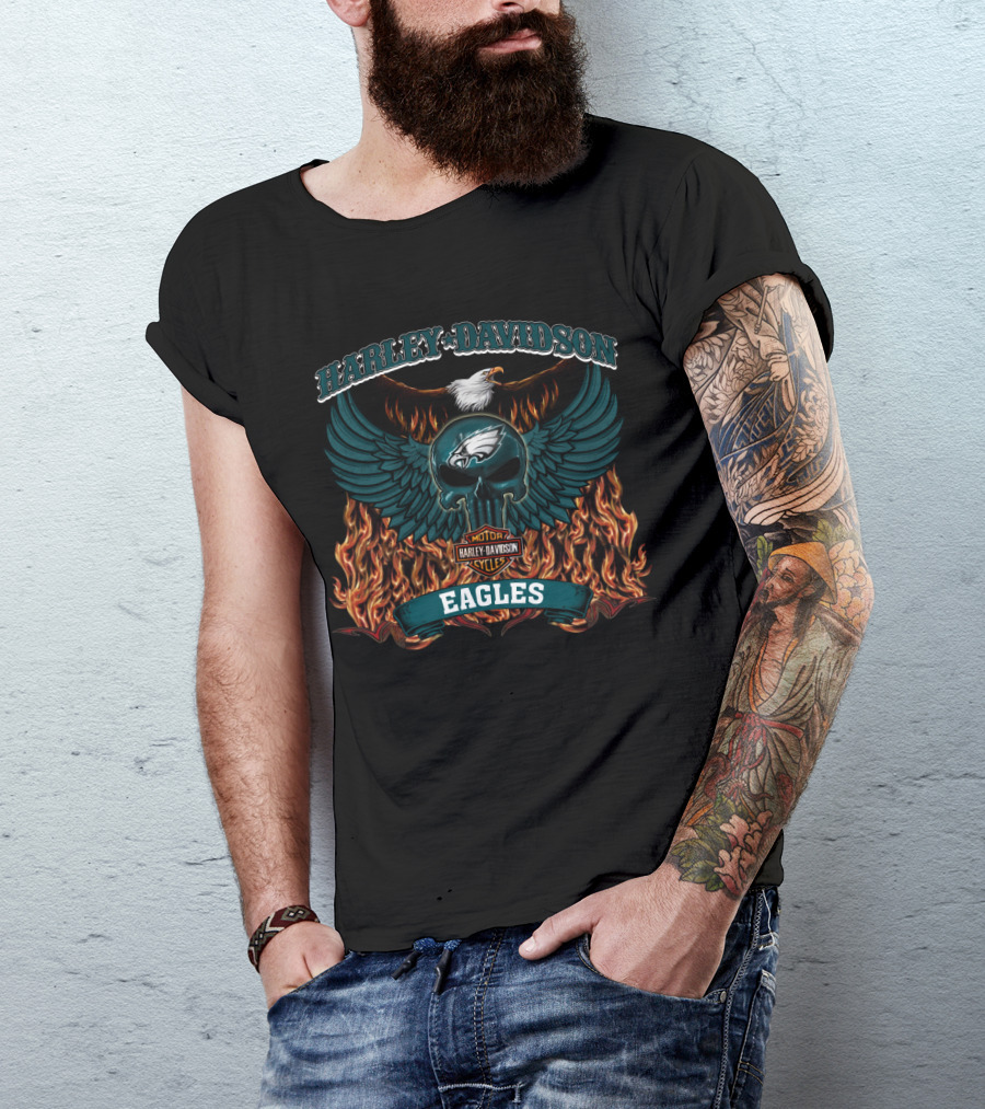 Harley Davidson Motorcycles Philadelphia Eagles Nfl T-Shirt
