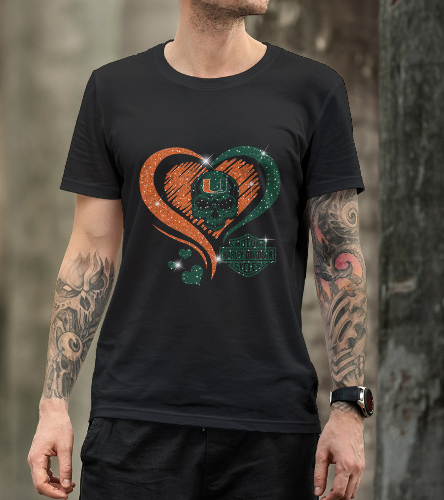 Ncaa Miami Hurricanes Heart Skull T-Shirt