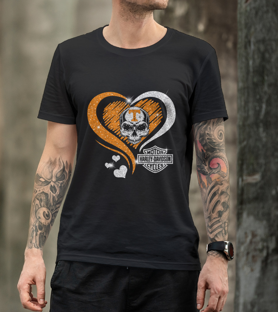 Tennessee Volunteers Skull Heart Harley Davidson T-Shirt