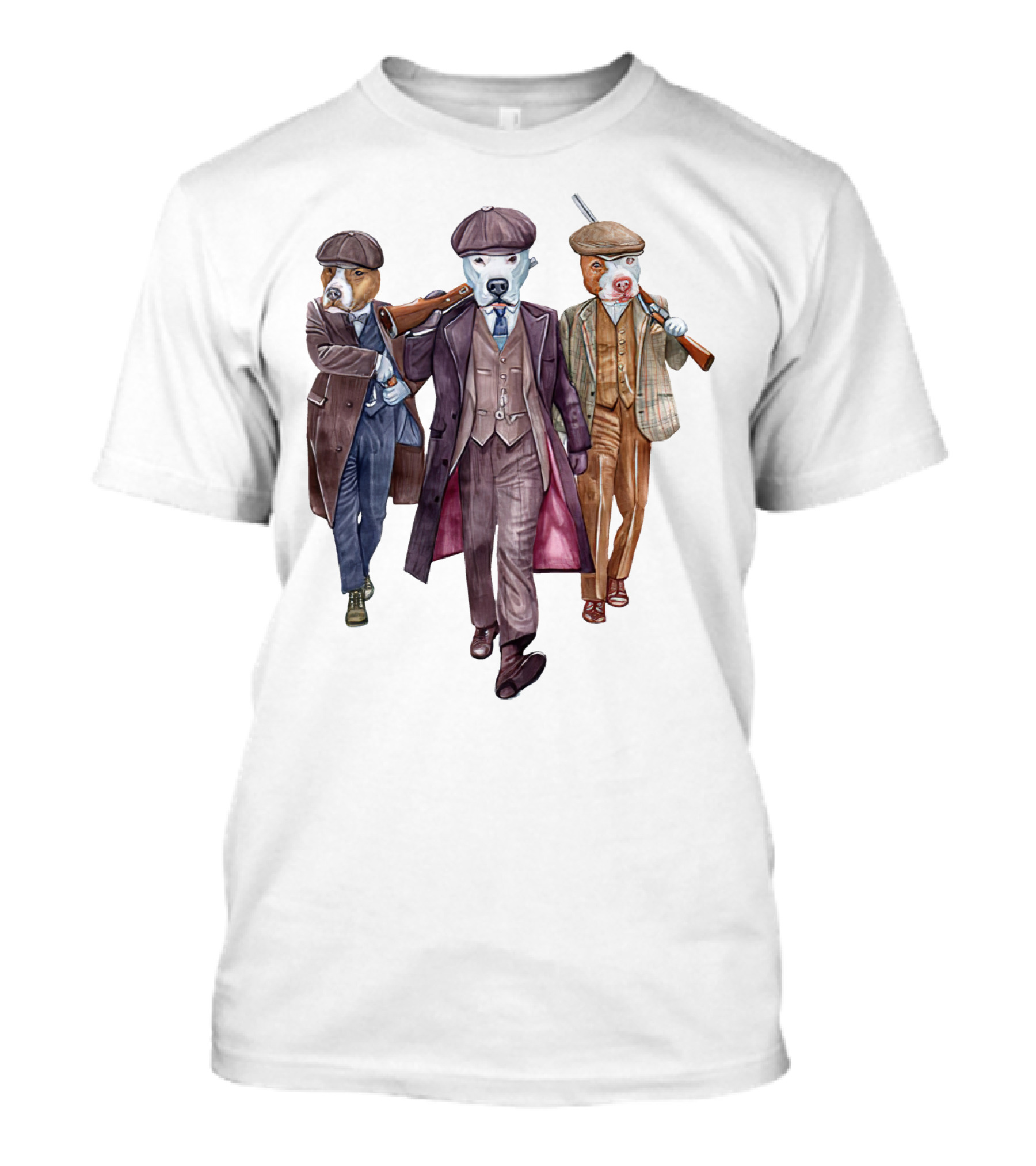 Peaky Blinders Dogs Illustrated In Vintage Suits And Hats T-Shirt