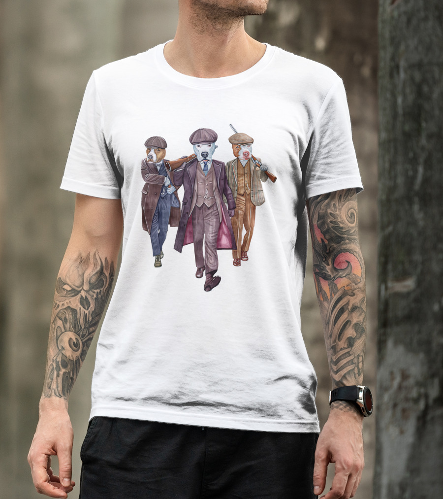 Peaky Blinders Dogs Illustrated In Vintage Suits And Hats T-Shirt