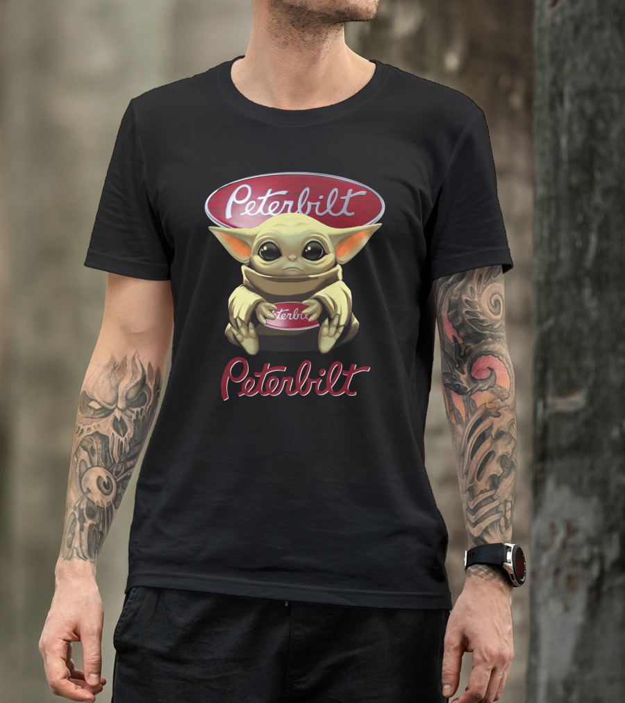 Peterbilt Yoda Holding Peterbilt Logo Star Wars Crossover T-Shirt