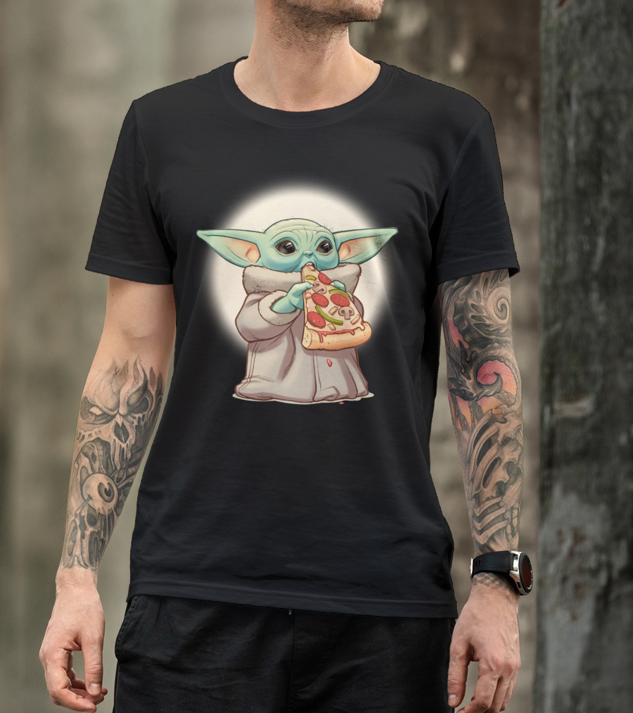 Yoda Eating Pizza Slice Adorable T-Shirt