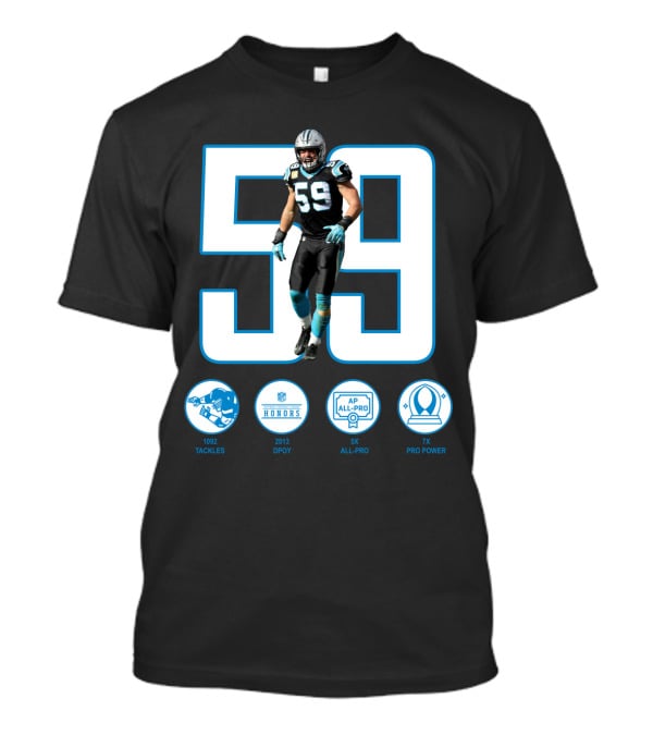 Luke Kuechly 59 1092 Tackles 2013 DPOY 5x All-Pro 7x Pro Power T-Shirt