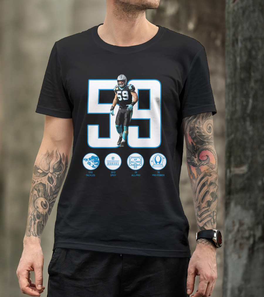 Luke Kuechly 59 1092 Tackles 2013 DPOY 5x All-Pro 7x Pro Power T-Shirt