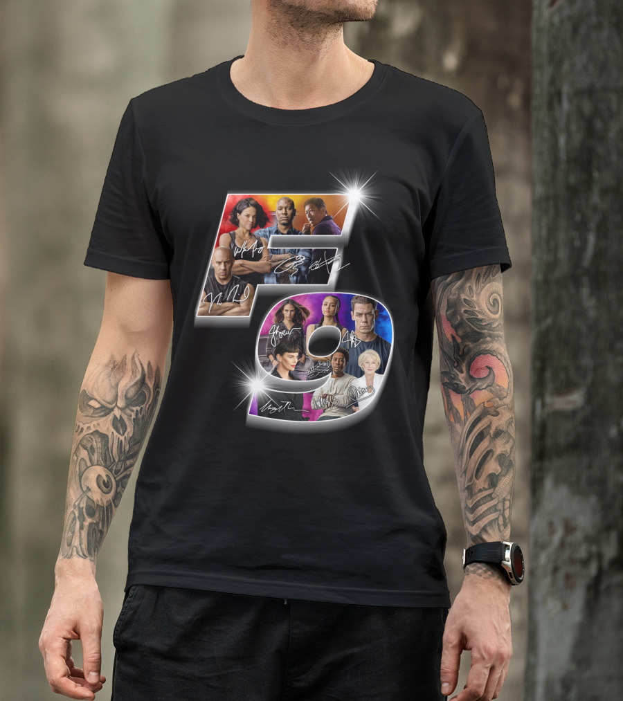 Fast And Furious 9 Cast Signatures And Character Collage T-Shirt