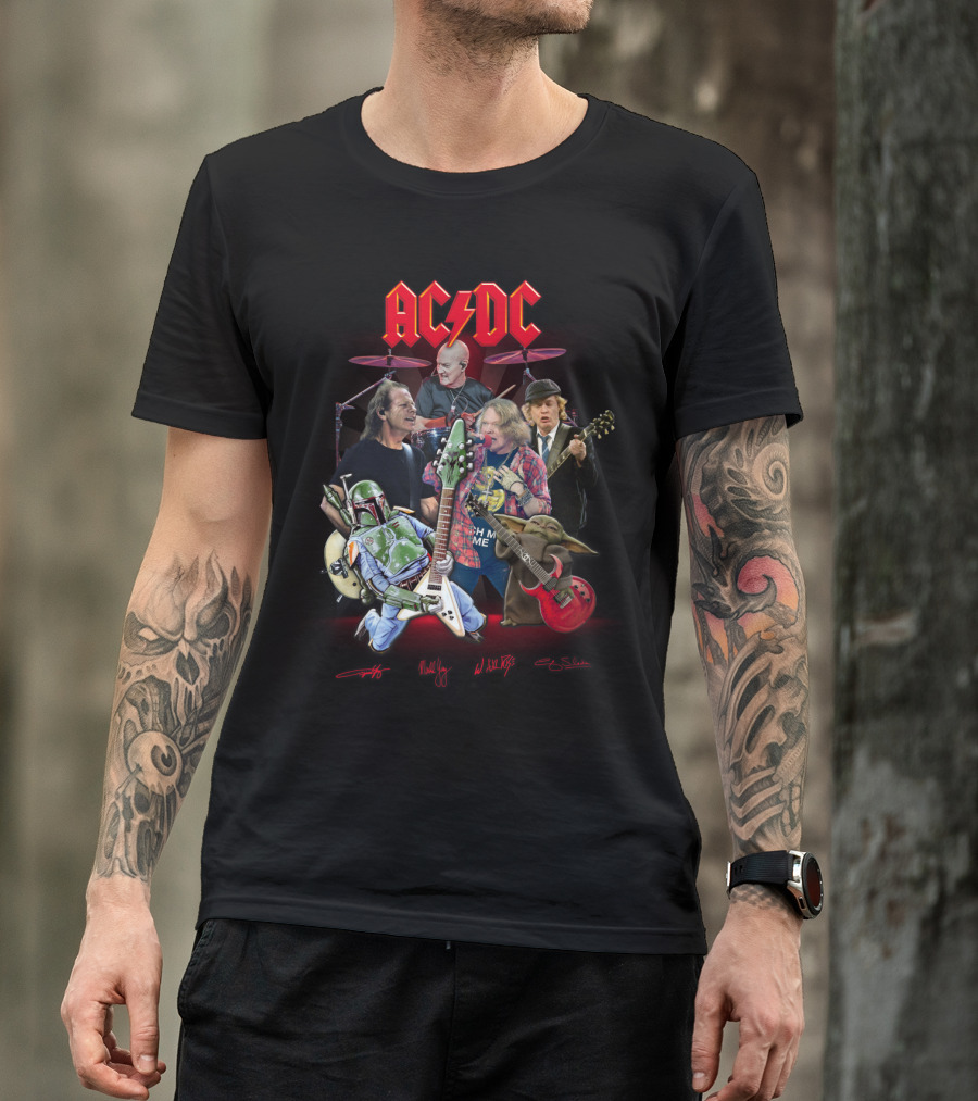 Ac Dc Star Wars Crossover Featuring Boba Fett And Grogu T-Shirt