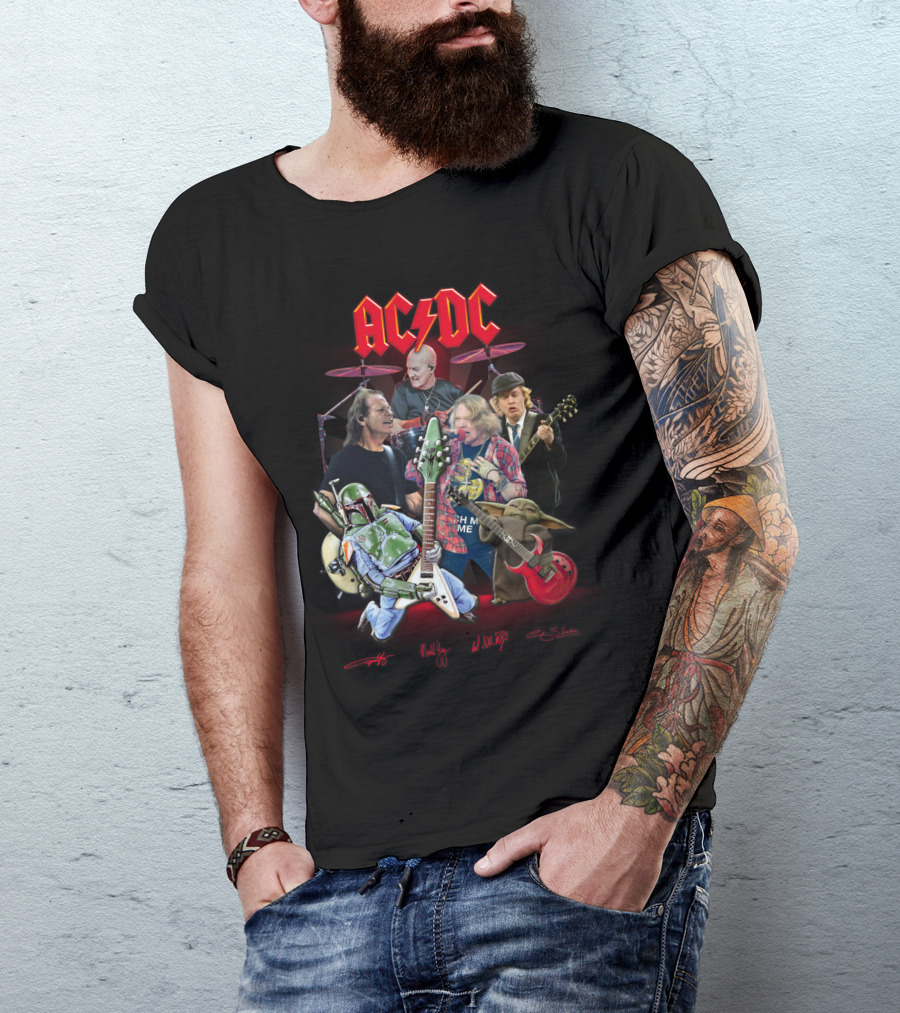 Ac Dc Star Wars Crossover Featuring Boba Fett And Grogu T-Shirt
