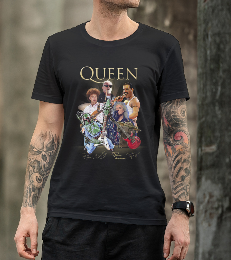 Queen 38 Band Boba Fett Baby Yoda Rock Legends T-Shirt