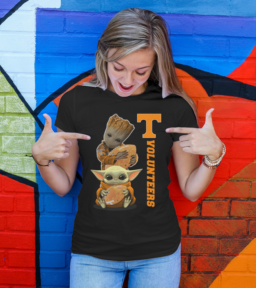 Volunteers 41 Tv Groot Baby Yoda Football T-Shirt