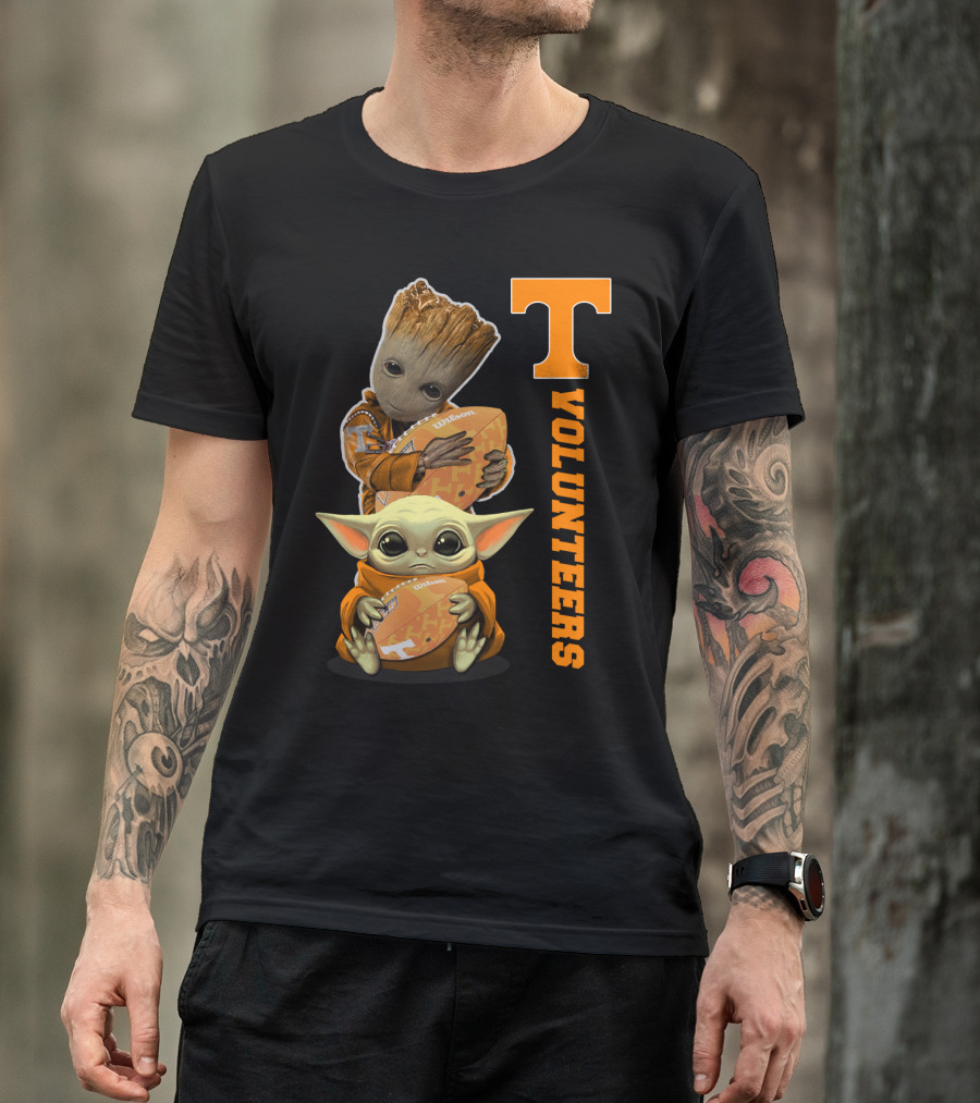 Volunteers 41 Tv Groot Baby Yoda Football T-Shirt