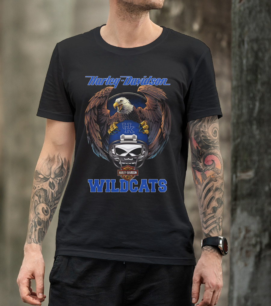 Harley Davidson Wildcats Uk Helmet American Eagle Motor Cycles T-Shirt