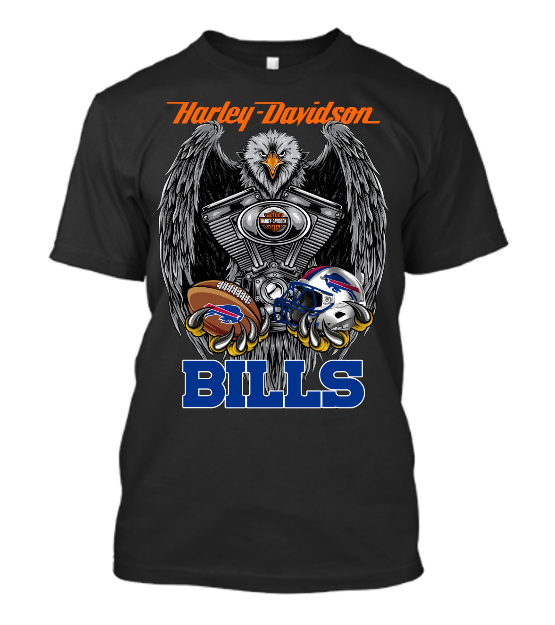 Harley Davidson Bills Nfl Football Engine Eagle T-Shirt