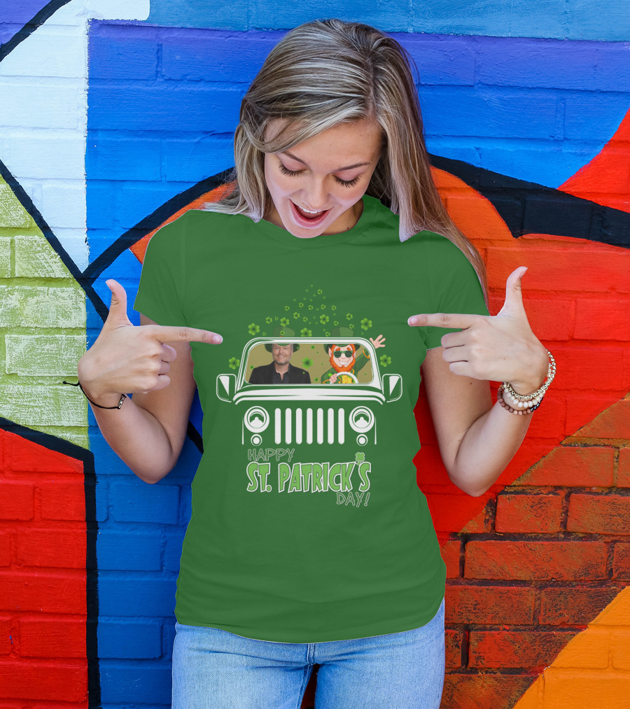 Blake Shelton Happy St. Patrick's Day Jeep Leprechaun And Clover Ride T-Shirt