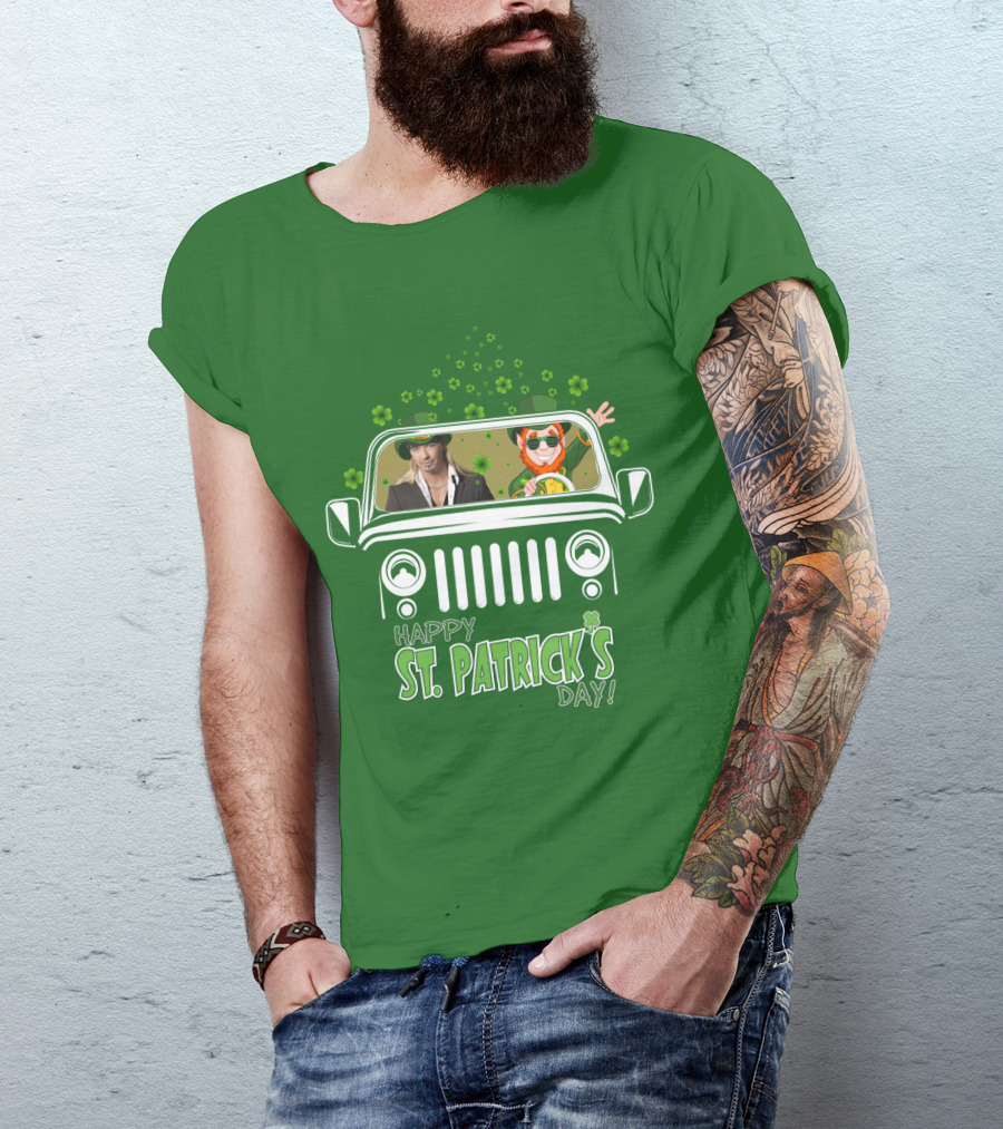Bret Michaels St. Patrick's Day Jeep With Leprechaun And Shamrocks T-Shirt
