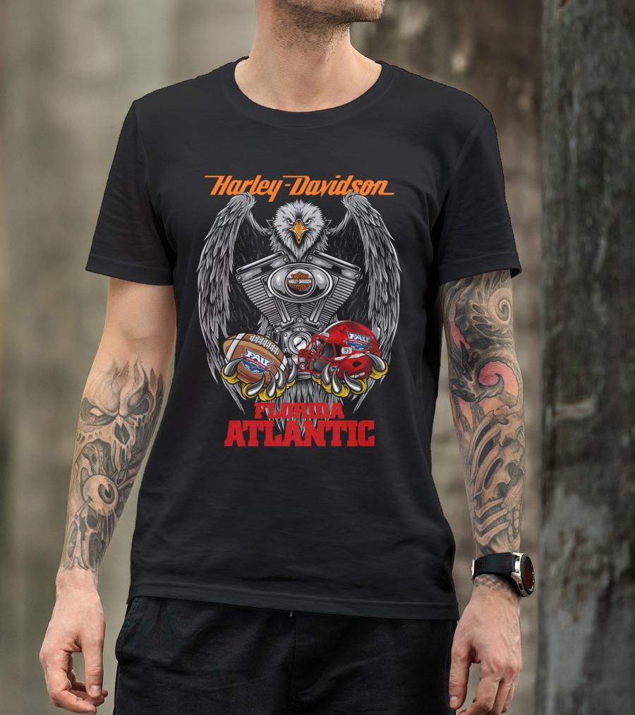 Harley Davidson Florida Atlantic Fau Owl Football T-Shirt