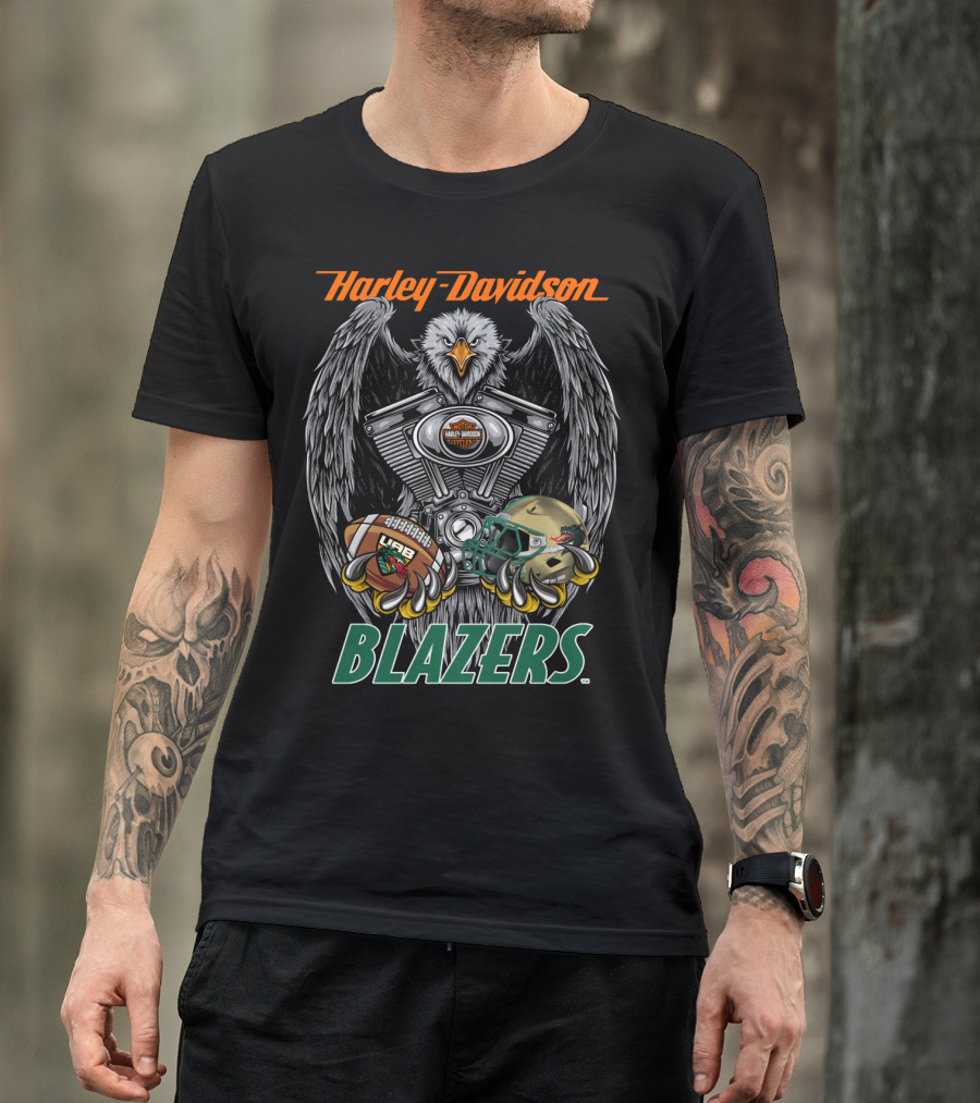 Harley Davidson Blazers Football Eagle Engine Design Uab T-Shirt