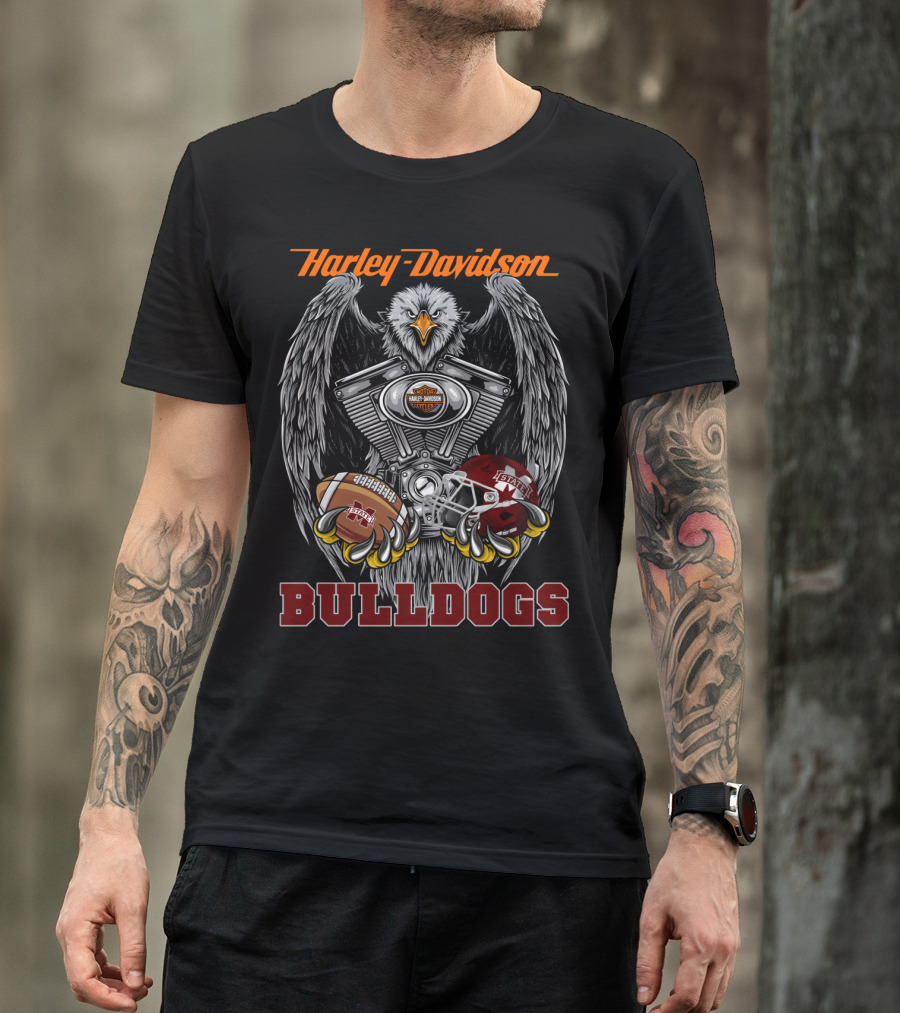 Harley Davidson Bulldogs Football Eagle Engine Mississippi State T-Shirt