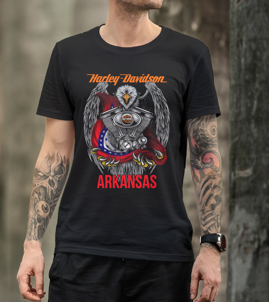 Harley Davidson Arkansas Eagle Engine T-Shirt