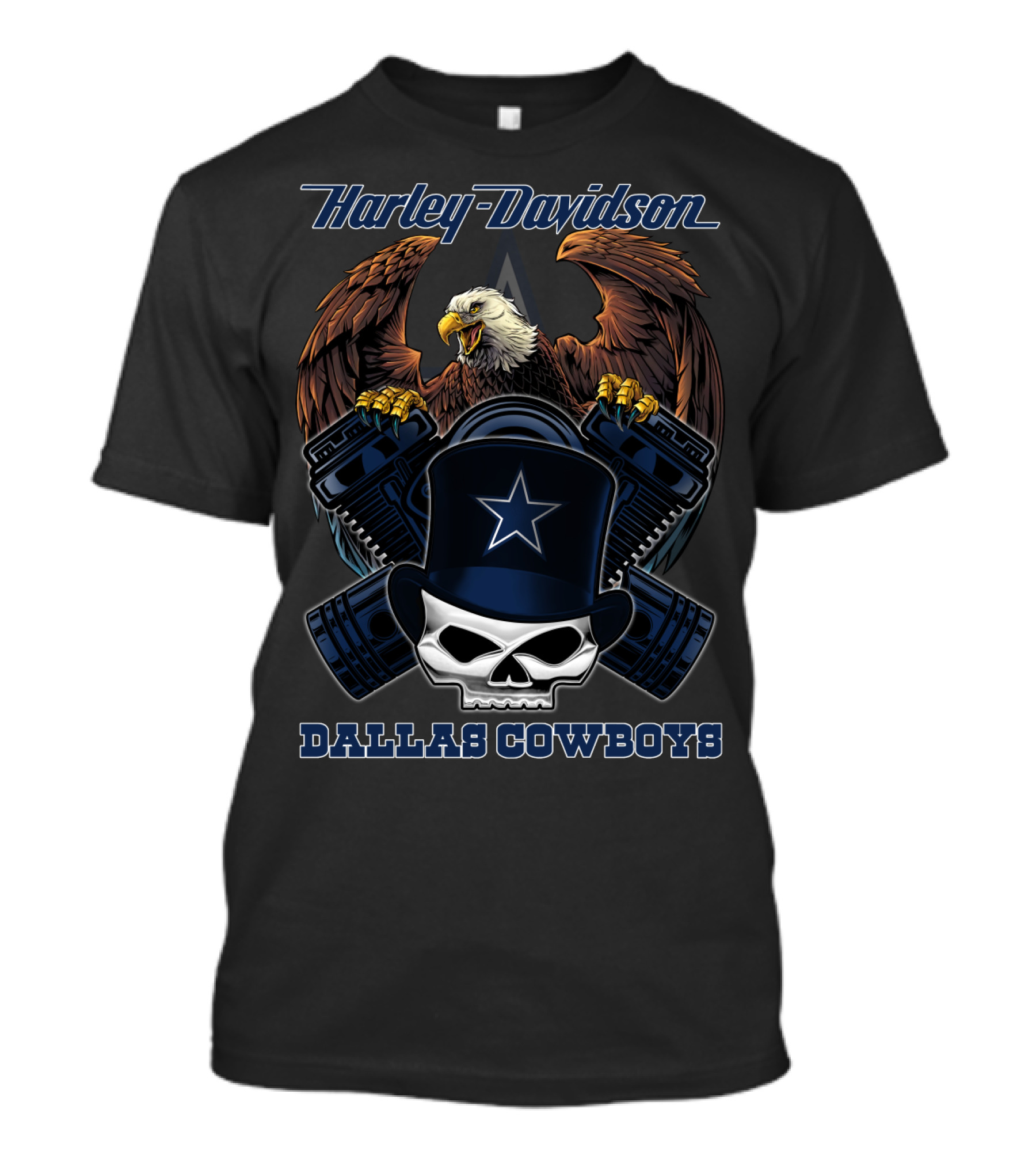 Harley Davidson Eagle Dallas Cowboys Star Skull Nfl 54 Tvl T-Shirt