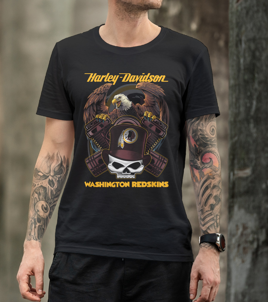 Harley Davidson Washington Redskins Eagle Skull T-Shirt