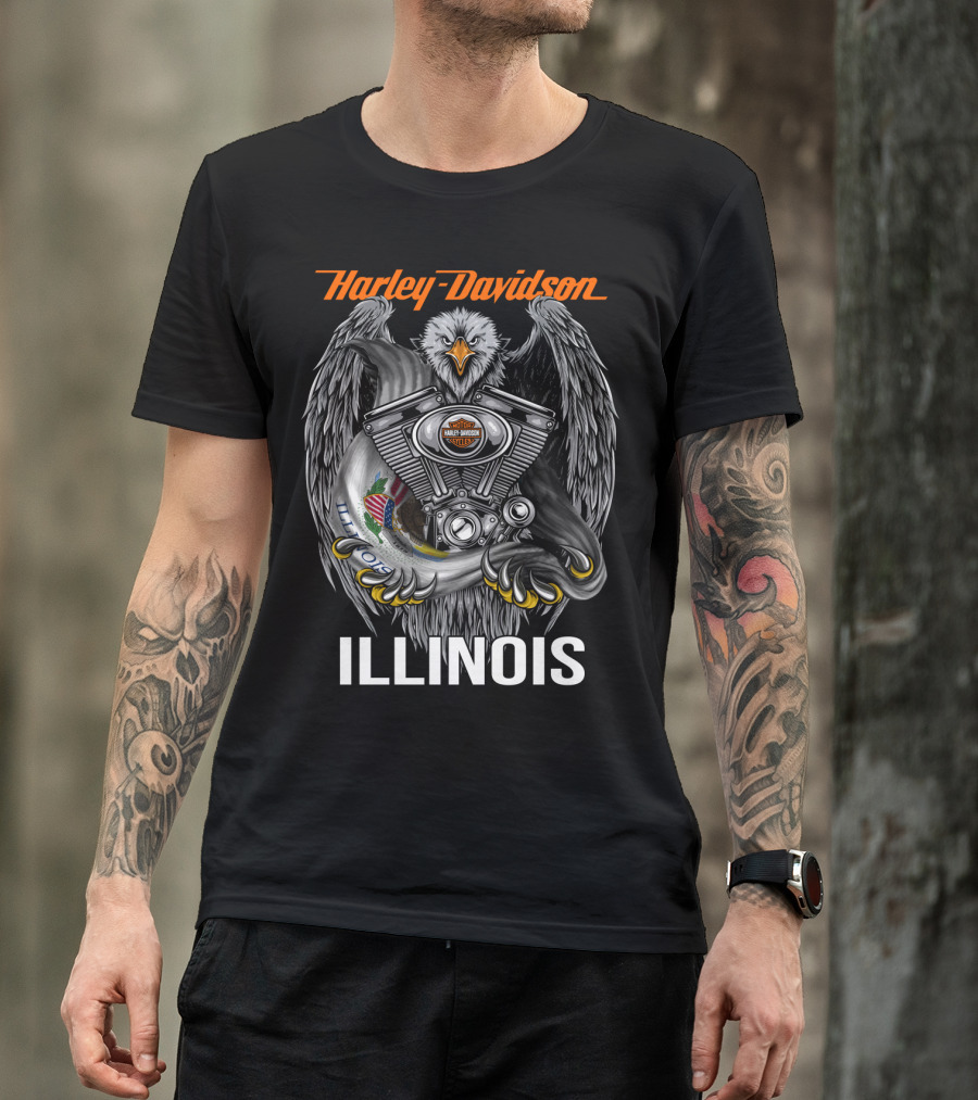 Harley Davidson Eagle Engine Illinois T-Shirt