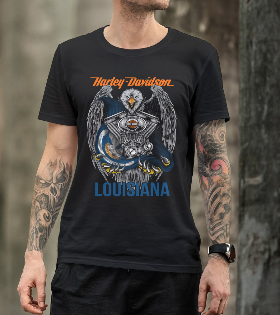 Harley Davidson Eagle Motor Engine Louisiana T-Shirt