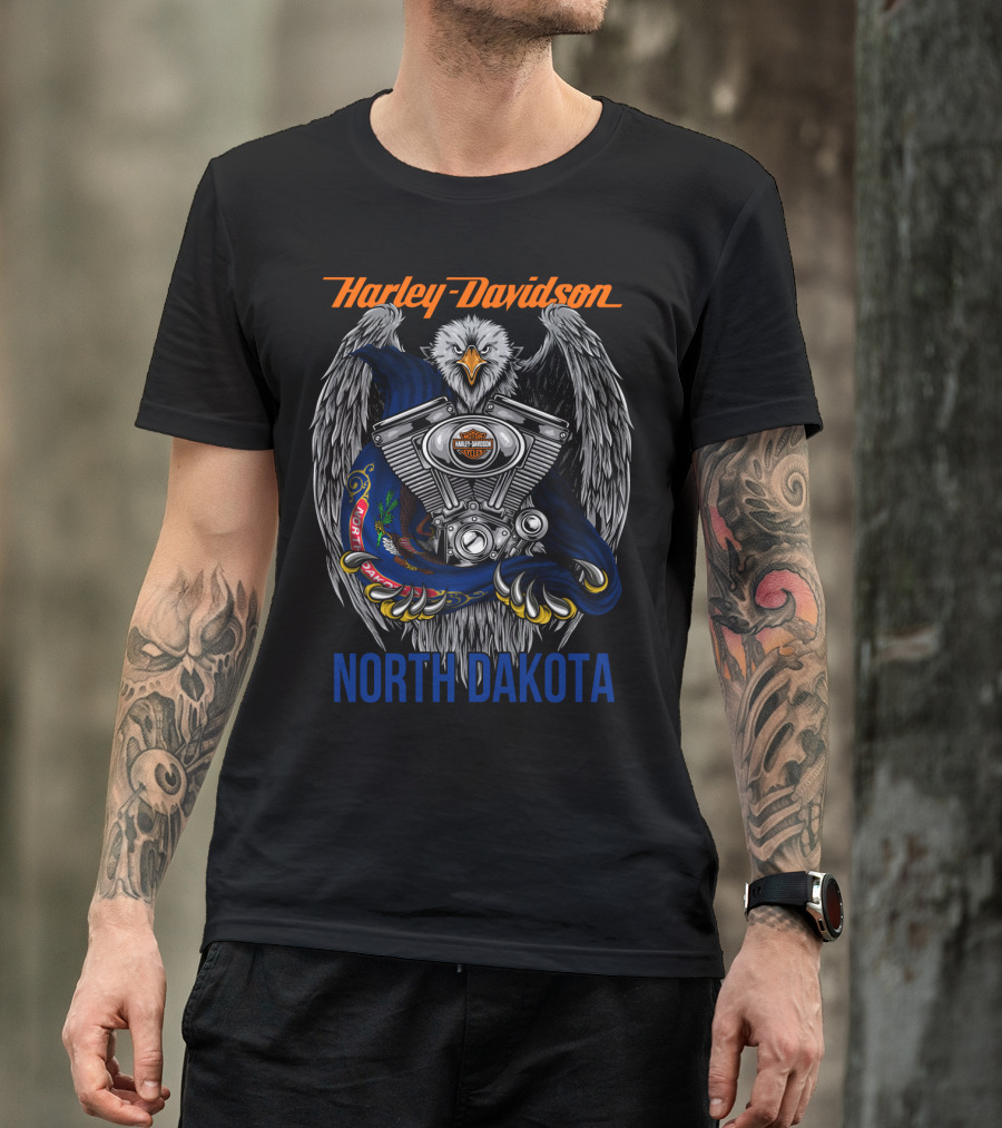 Harley Davidson North Dakota Eagle Engine T-Shirt