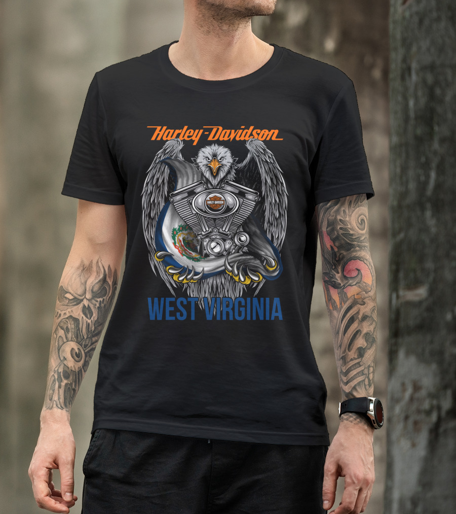 Harley Davidson West Virginia Eagle And Engine T-Shirt