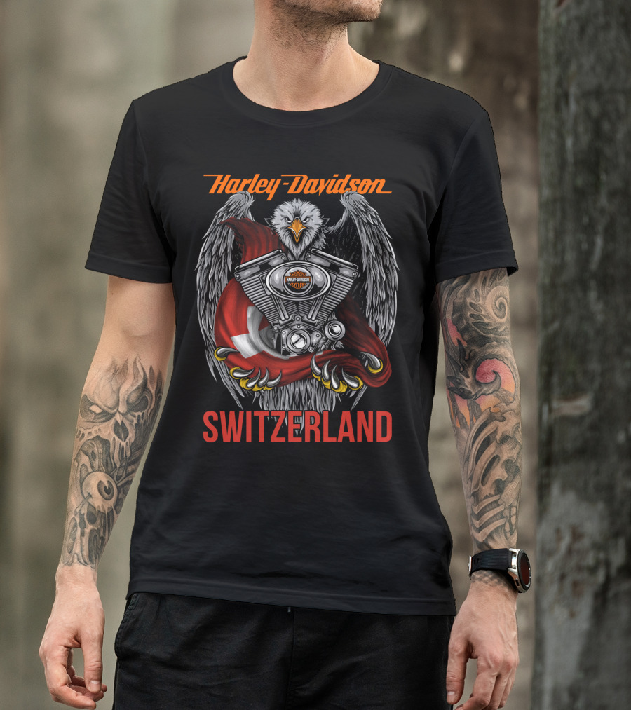 Harley Davidson Switzerland Eagle And Engine T-Shirt