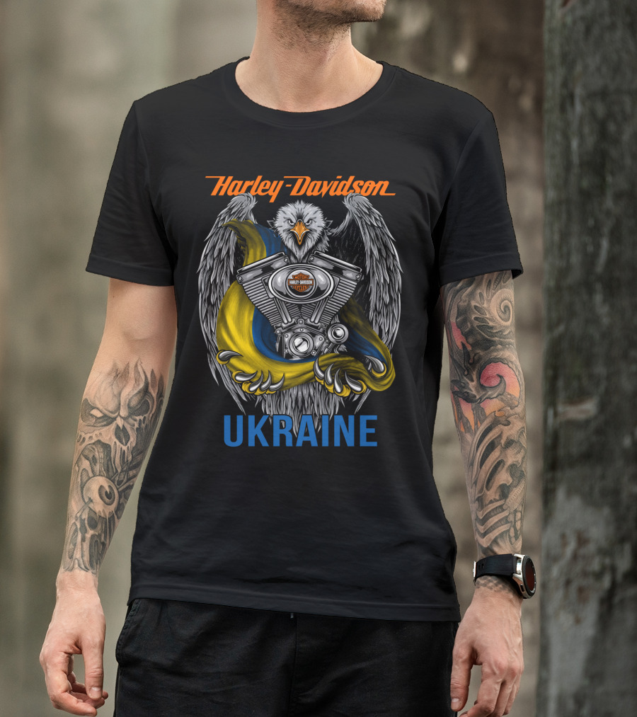 Harley Davidson Ukraine Eagle And Engine T-Shirt