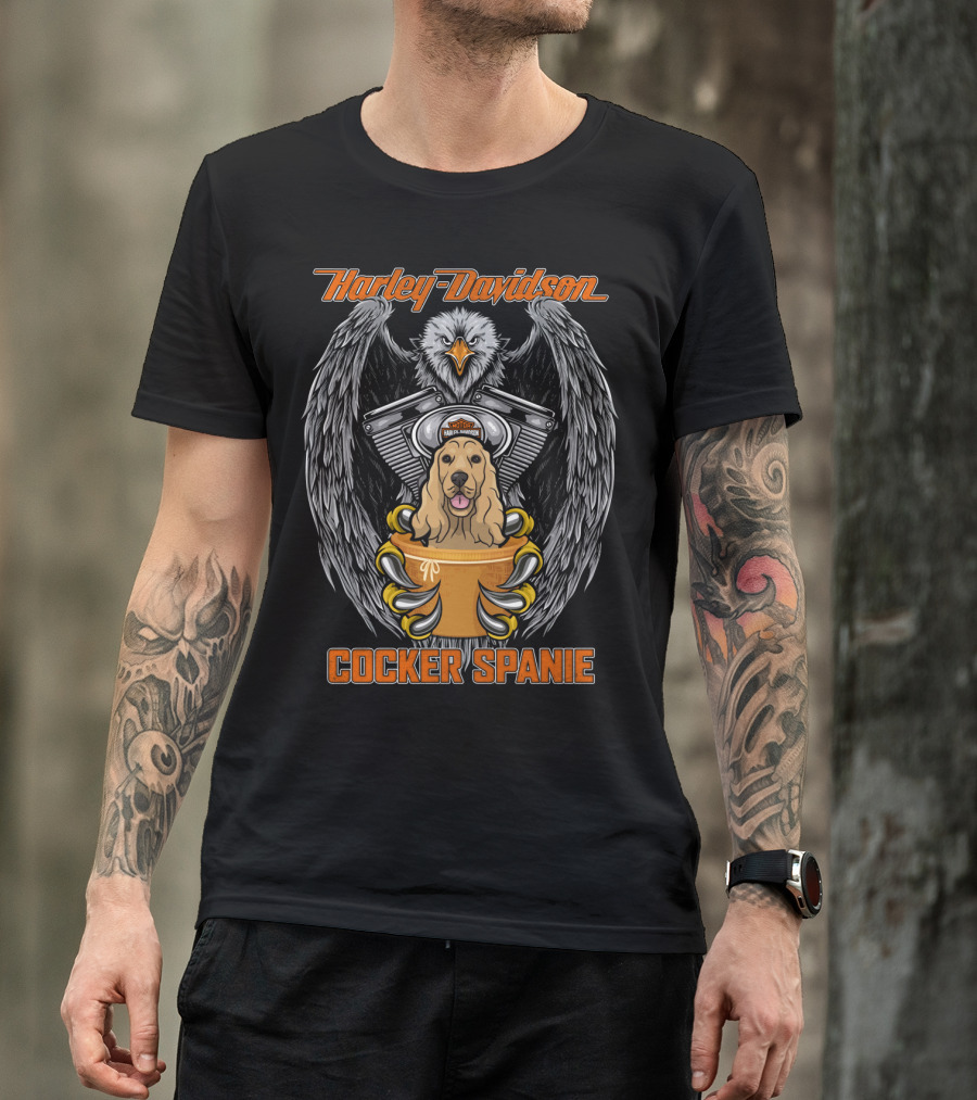 Harley Davidson Eagle Engine Cocker Spanie T-Shirt