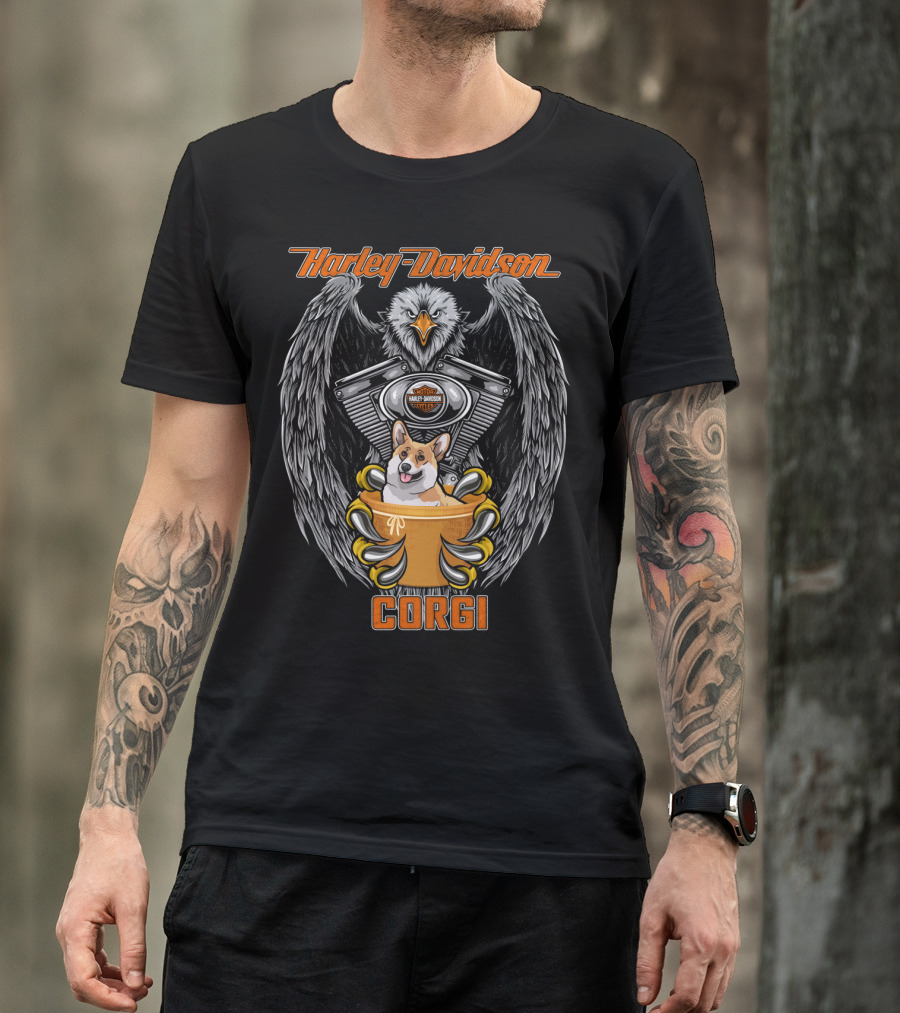 Harley Davidson Eagle Engine Corgi T-Shirt