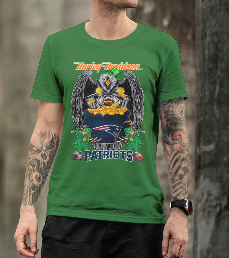 Harley Davidson Nfl New England Patriots 46 St. Patrick's Day T-Shirt