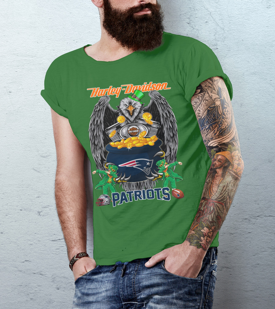 Harley Davidson Nfl New England Patriots 46 St. Patrick's Day T-Shirt
