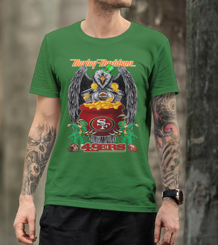 Harley Davidson San Francisco 49ers Nfl 49ers Leprechaun Pot Of Gold T-Shirt