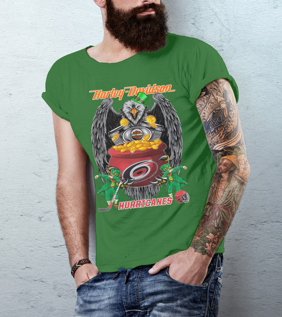 Harley Davidson Hurricanes Nhl Carolina Hockey Luck St. Patrick's Day Eagle T-Shirt