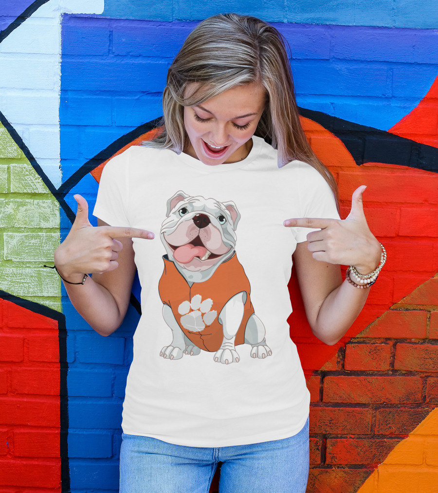 Clemson Tigers Bulldog In Orange Paw T-Shirt