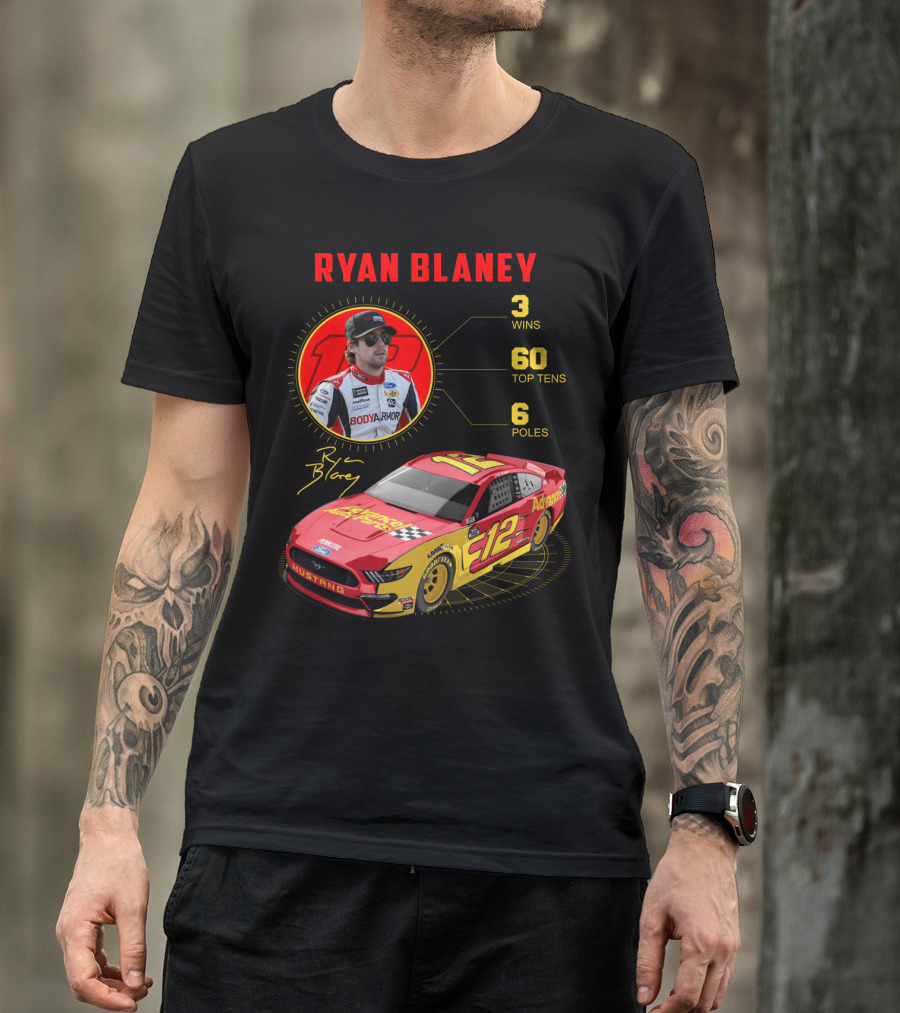 Ryan Blaney 3 Wins 60 Top Tens 6 Poles Mustang T-Shirt